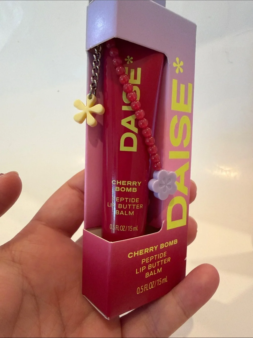 NWT Daise Cherry Bomb Peptide Lip Butter Balm 0.5oz- Pink